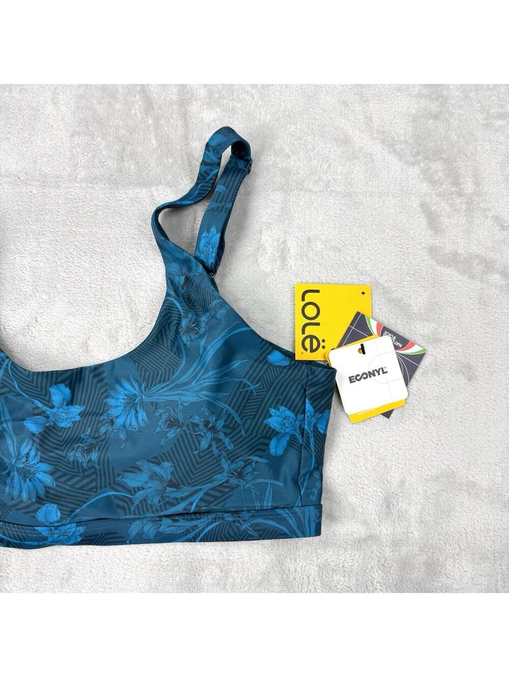 Lole Wave Bikini Top XL Blue Floral Sports Bra Style Swimwear NWT Beach Summer - Picture 11 of 12